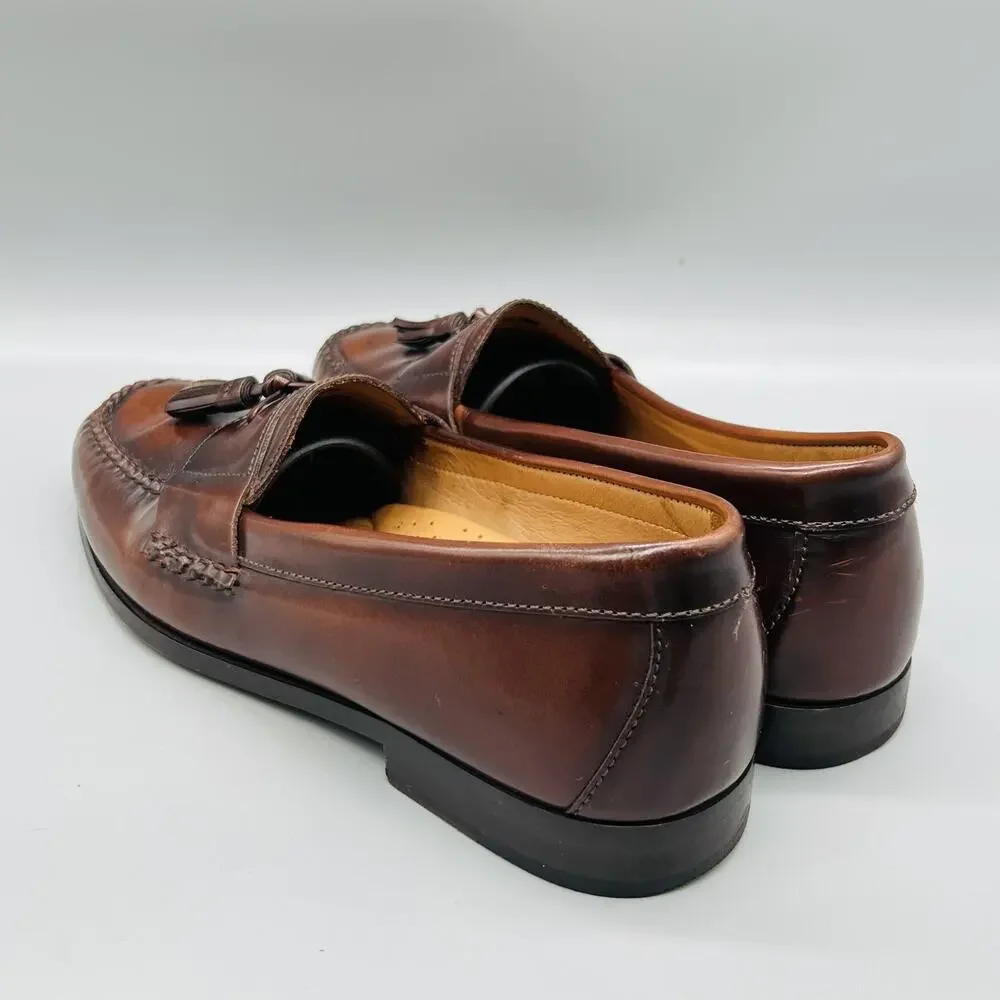 Johnston & Murphy Shoes Mens 9 Brown Leather Tassel Loafers Slip On Dress Casual